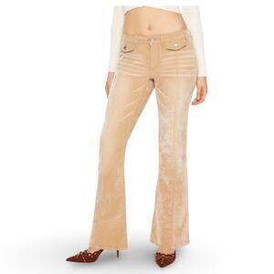 Forever 21 Corduroy Low Rise Bootcut Flare Pants Tan Medium Y2K